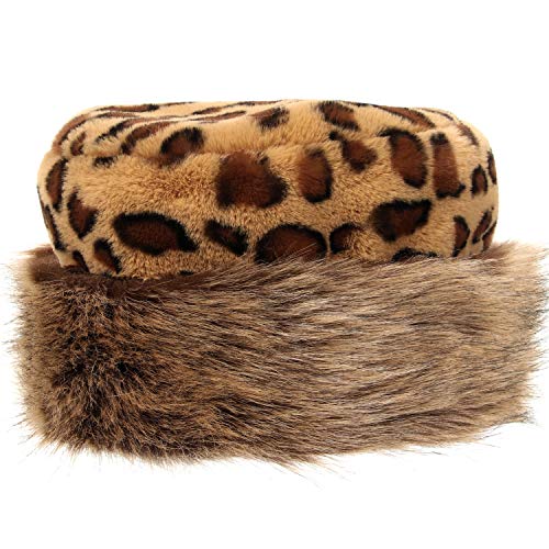 sy soul young Women's Leopard Faux Fur Hats Fluffy Bucket Hat Russian Style - color: Classic Leopard