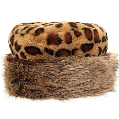 sy soul young Women's Leopard Faux Fur Hats Fluffy Bucket Hat Russian Style - color: Classic Leopard