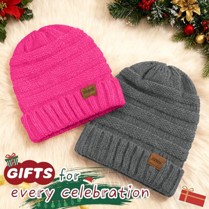 ZOORON Womens Winter Hat Slouchy Beanies for Women Cable Knit Beanie Hats - color: 1pack- Rose Red