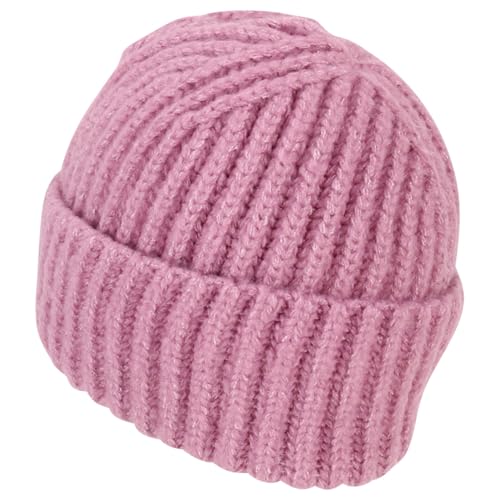 Heavyweight Thick Knit Warm Winter Beanie - color: Dark Pink