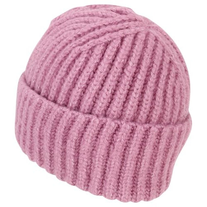 Heavyweight Thick Knit Warm Winter Beanie - color: Dark Pink
