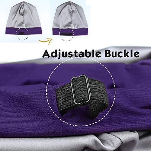 FocusCare Satin Lined Sleep Slouchy Cap Curly Girl Slap Headwear Gifts for Frizzy Hair Women - color: Medium Purple