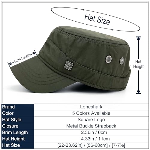 Loneshark Water Resistant Military Hat Quick Dry Cadet Cap Army Flat Top - color: Square-logo-green