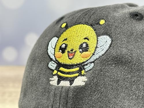 Adjustable Embroidery Animal Baseball Hat for Kid Toddler Child - color: Bee (Washed Black)