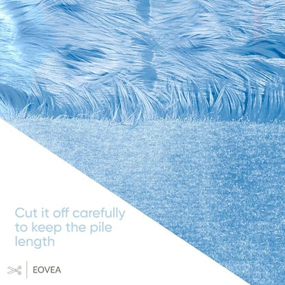 EOVEA Shaggy Faux Fur Fabric by The Yard - 360" X 60" Inch - Long Pile Fur - Fake Fur Materials - Soft & Fluffy Craft Fabric Supplies for DIY Arts & Crafts, Apparel, Fur Wall, Rugs - color: Baby Blue, size: 10 Yards