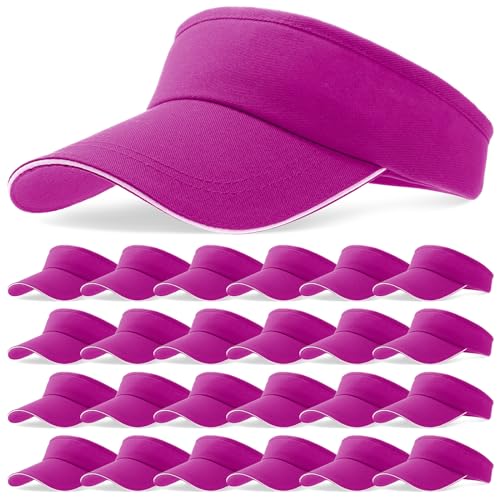 Bonuci 24 Pcs Visor Bulk for Women Sun Hat Visors for Men Tennis - color: Purple