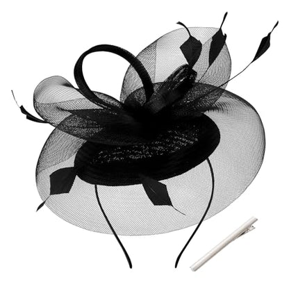 tiggell Fascinators Tea Party Hat for Women, Fascinator with Pillbox Hat - color: Black