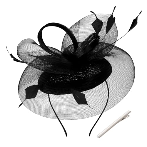 tiggell Fascinators Tea Party Hat for Women, Fascinator with Pillbox Hat - color: Black