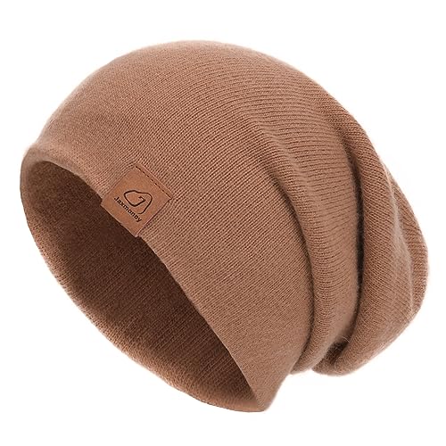 jaxmonoy Slouchy Knit Beanies Winter Hats for Women Men Soft Warm Reversible Slouch Cuffed Skull Knitted Beanie Cap - color: Coffee