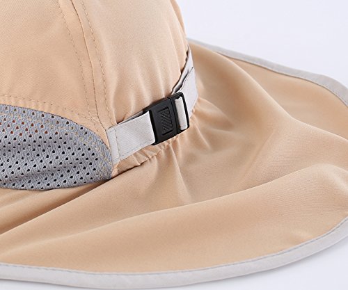 Connectyle Kids Sun Hat Adjustable Fishing Hat for Boys Grils Breathable UPF 50+ Protection Outdoor Beach Hat with Neck Flap - color: Khaki