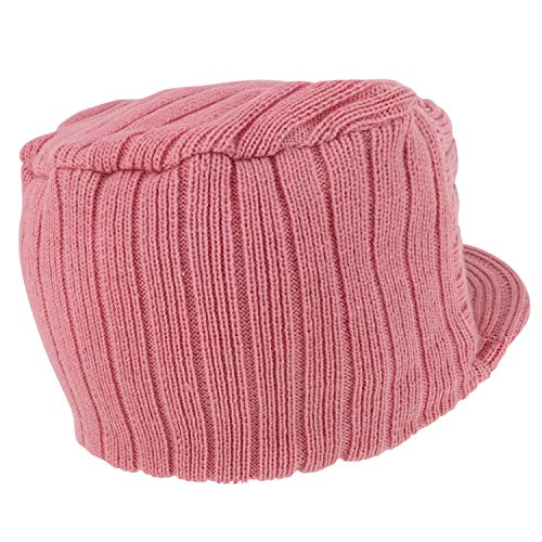 Armycrew Flat Top Army Style Knitted Visored Beanie Cap - color: Pink