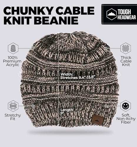 Tough Headwear Slouchy Beanie Hat - Itch-Free Winter Hats for Women - Stretchable Beanies for Women - Acrylic Winter Gear - color: Black Gold Mix