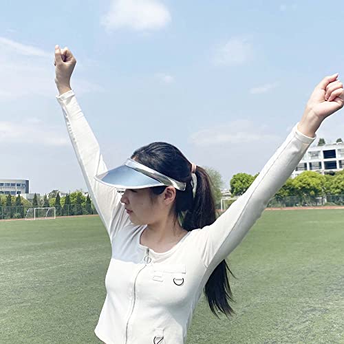2 Pack Sun Visor Hats Women Men Clip-on Iridescent Clear Sport Outdoor Cap - color: 2pack ,Gold Silver