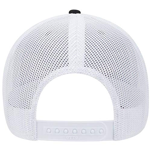OTTO 6 Panel Low Profile Contrast Vertical Mesh Back Cap - color: Blk/Ch.gry/Wht