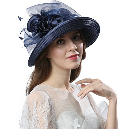 Original One Women's Classic Cloche Church Hat for Derby Day Kentucky Horse Racing - color: Royal Blue