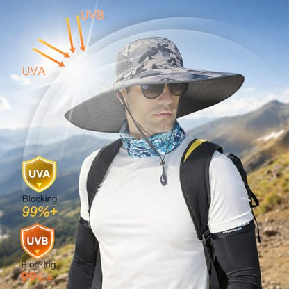 HUAMULAN Men Women 6" Wide Brim Sun Hat Summer Fishing Hats UV Protection - color: Hyp002-micai5