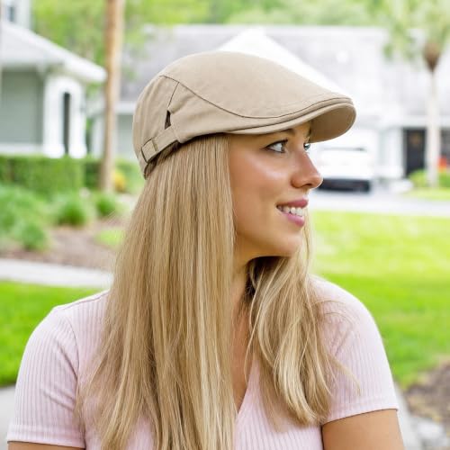 Initlove Mens Newsboy Cap Cotton Ivy Hat Beret Hats for Driving - color: B Khaki