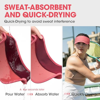 Sweat-Wicking Sports Sun Visor Women Men Adjustable for Tennis Golf Running - color: Red