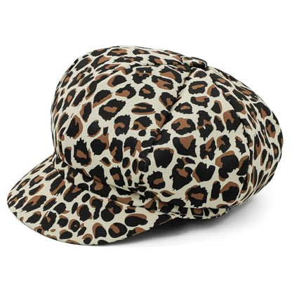 Newsboy Cabbie Baker boy hat Beret Cap for Women Pageboy Visor Paperboy Hat Sailor Fiddler Hat Adjustable - color: Leopard Beige