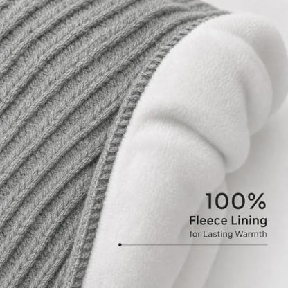 Winter Hats for Women Men Fleece Lined Ribbed Knit Beanie - color: Grey