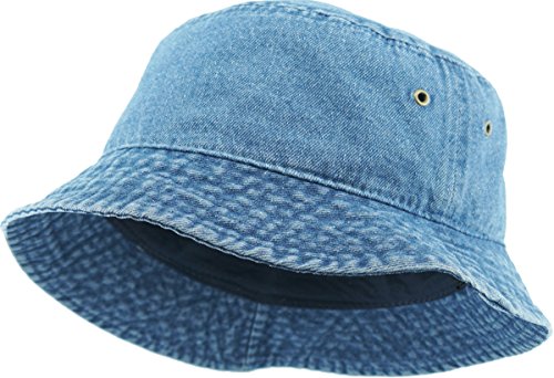 KBETHOS® 100% Cotton Washed Bucket Hat - color: 1. Medium Denim, size: Small-Medium