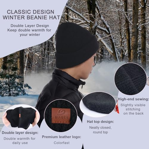 Large Slouchy Winter Hat for Cold Weather, Warm Loose Slouch and Cuffed Beanie Hats for Women Men - color: Black