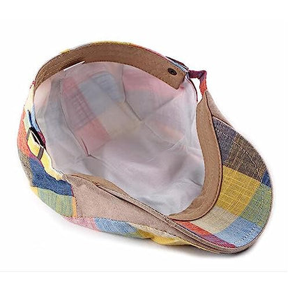 2 Pack Mens Newsboy Flat Cap Plaid Ivy Gatsby Cabbie Driving Golf Hat Beret - color: 2 Pcs Set a