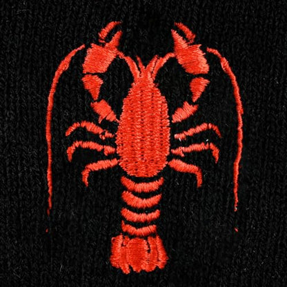 Black Beanie Hat for Men Women Embroidered Knit Winter Beanies Cap - color: Crawfish
