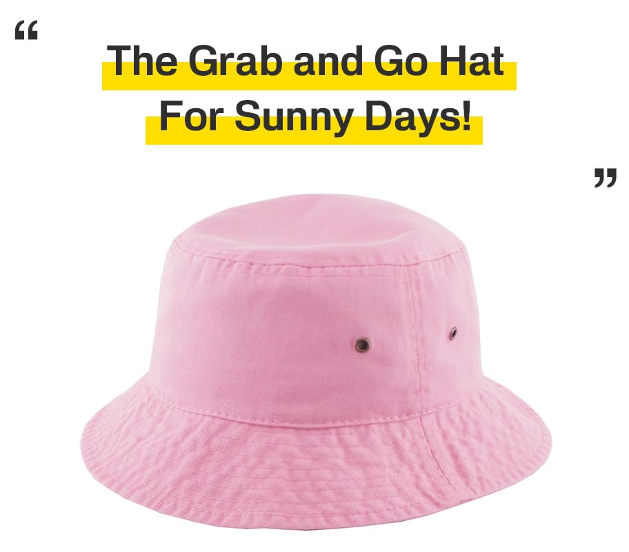 KBETHOS® 100% Cotton Washed Bucket Hat - color: Pink, size: Small-Medium