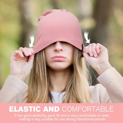 HAMUNI Slouchy Beanie for Women Men Soft Cotton Chemo Hats Double-Layer Warm Beanie Cap for Daily Wear & Transitional Seasons - color: Pink