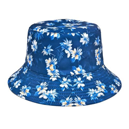 Quanhaigou Reversible Printed Bucket Hat,Summer Beach Outdoor Cap - color: Hibiscus Flower