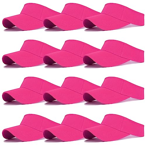 Ultrafun 12 Pack Sun Visor Hats Women Men Outdoor Sports Beach - color: 12pack-rose Red