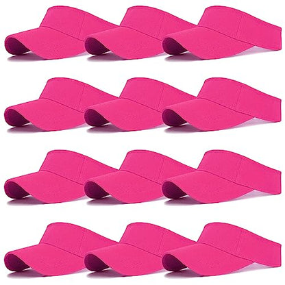 Ultrafun 12 Pack Sun Visor Hats Women Men Outdoor Sports Beach - color: 12pack-rose Red