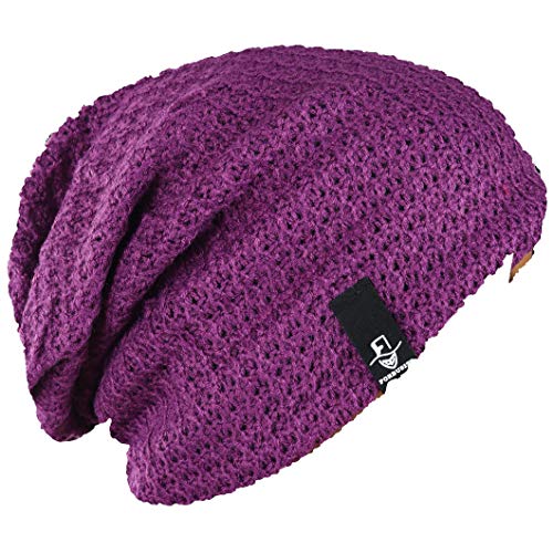 FORBUSITE Mens Slouchy Long Beanie Knit Cap for Summer Winter, Oversize - color: B08-purple, size: Large