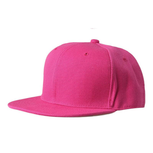 Boolavard Classic Snapback Hat Cap Hip Hop Style Flat Bill Blank Solid Color Adjustable Size - color: Rose Red