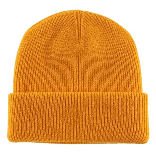 Connectyle Thick Cuffed Beanie for Men & Women Double Layer Knit Winter Hat Acrylic Watch Hat Warm Stocking Skull Cap - color: Golden Yellow