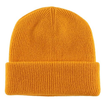 Connectyle Thick Cuffed Beanie for Men & Women Double Layer Knit Winter Hat Acrylic Watch Hat Warm Stocking Skull Cap - color: Golden Yellow