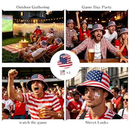 Wildarms Reversible Patriotic Bucket Hat Set with Temporary Tattoos - color: Star1