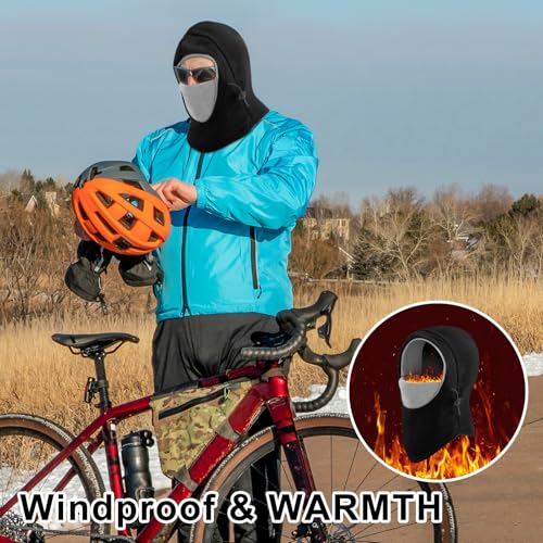 Frienda 2 Pcs Balaclava Ski Mask Windproof Warmer Fleece Adjustable Winter Mask Face Cover for Men Women - color: Black Mixed Grey