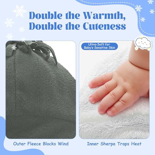 Baby Winter Hat and Mitten Set with Warm Sherpa-Fleece for Toddler & Infant - color: 01 Dark Grey, size: 2-4T