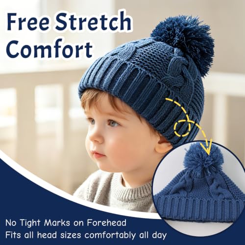 JANGANNSA Winter Knit Baby Hat Twist Warm Beanie for Boy Girl Fall Baby Cap - color: Dodger Blue, size: 0-6 Months