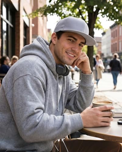 Zylioo XL 2XL Snapback Hat, Large Flat Bill Baseball Cap for Men Women - color: Gray, size: Large