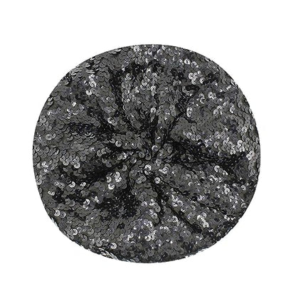 JUMISEE Sparkly Sequin Berets for Women Girls Fashion Beanie Hat Costume Accessories for Festival Party Dance - color: Black
