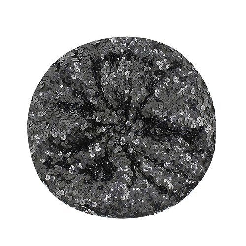JUMISEE Sparkly Sequin Berets for Women Girls Fashion Beanie Hat Costume Accessories for Festival Party Dance - color: Black