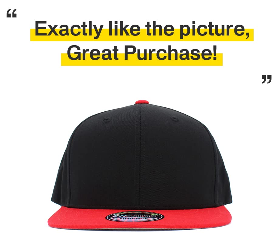 KBETHOS Classic Snapback Hat Blank Cap Underbrim Cotton Wool Blend Flat Visor Adjustable Unisex - color: Black Red