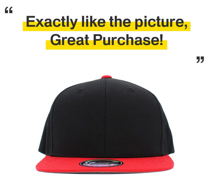 KBETHOS Classic Snapback Hat Blank Cap Underbrim Cotton Wool Blend Flat Visor Adjustable Unisex - color: Black Red