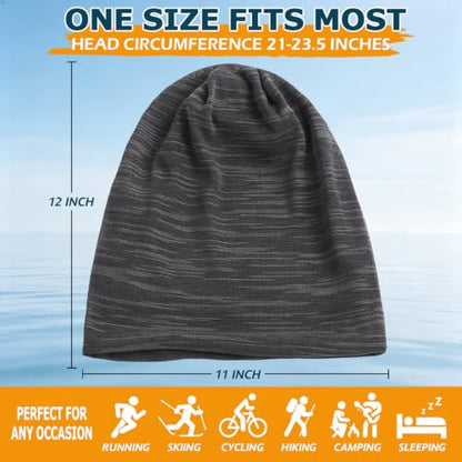 EINSKEY Slouchy Beanie for Men Women, Cotton Multipurpose Daily Headwear - color: Back & Grey