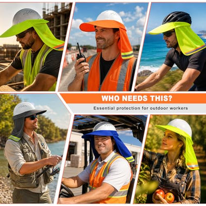 Hard Hat Sun Shade, Full Brim Mesh Neck Sun Shield with Reflective Strip, High Visibility Visor Neck Shade for Hard Hat Accessories, 2 Packs Blue - color: Blue