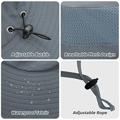 Fishing Hat for Men Sun Protection Hat with Removable Neck Flap Face Cover - color: Dark Grey