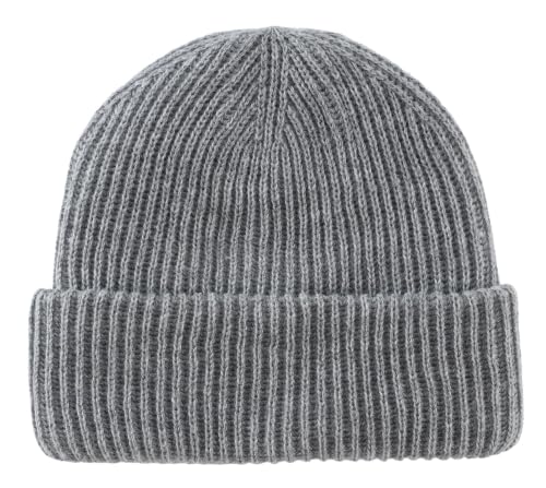 Home Prefer Rib Knit Beanie Hat for Men and Women Cuffed Beanie Winter Hat - color: Light Grey